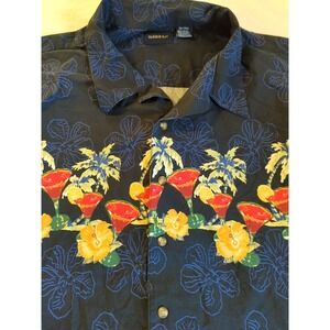 Hawaiian Shirt Men 5X Harbor Bay  Cocktail Glasses Let's Party Cruise Time Boho